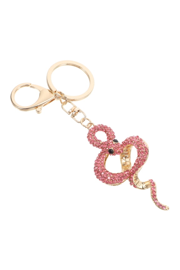 Snake Keychain Pink Zinc Alloy Rhinestone 1Pcs 5.6X1.5X0.8In