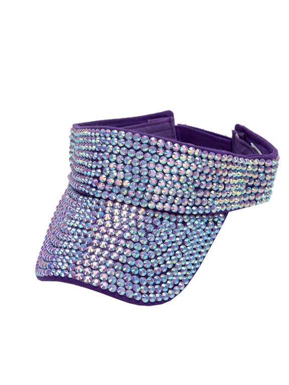 Bling Rhinestones Sport Hats Adjustable Summer Cap Visor Caps Unisex - Polyester, Wide Brim for Sun Protection, One Size Fits Most