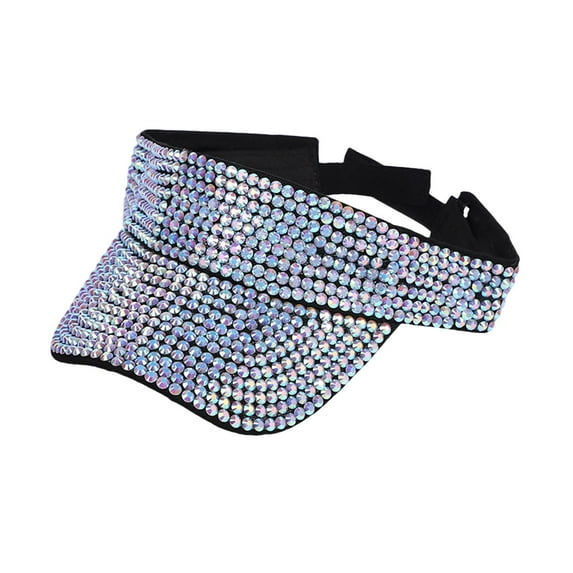 Segolike Bling Rhinestones Sun Visor Hat Adjustable Summer Cap Versatile Breathable Trendy Lightweight Visor Caps Sun Hat for Men Women Fishing White and Black