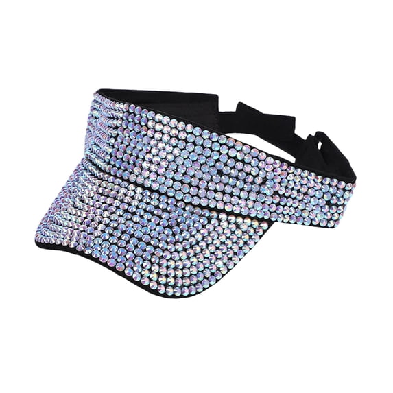 Bling Rhinestones Sun Visor Hat Sun Protection Hat for Women Men Beach White and Black