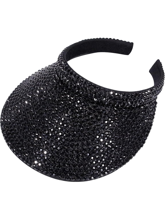 Bling Rhinestones Sun Visor Women Wide Brim Clip On Summer Hats Outdoor Visor Caps