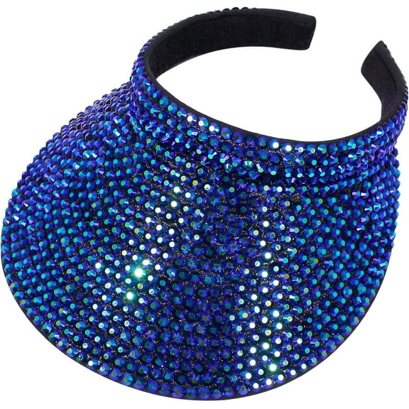 Bling Rhinestones Sun Visor Women Wide Brim Clip On Summer Hats Outdoor Visor Caps