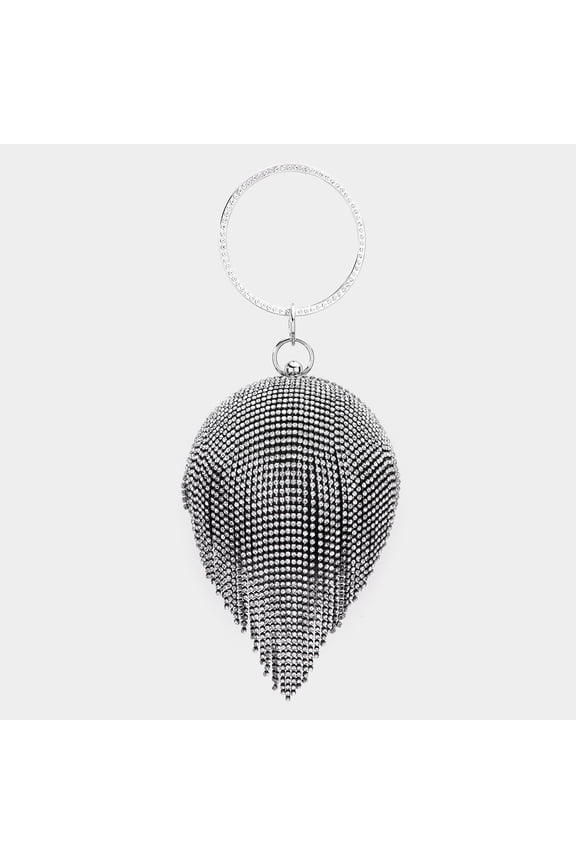 Bling Round Ball Fringe Evening Tote / Crossbody Bag