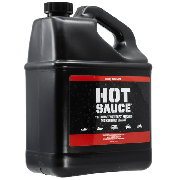 Bling Sauce Hot Sauce Premium Hard Water Spot Remover w/High-Gloss Wax Sealants for Boats, 1 Gallon