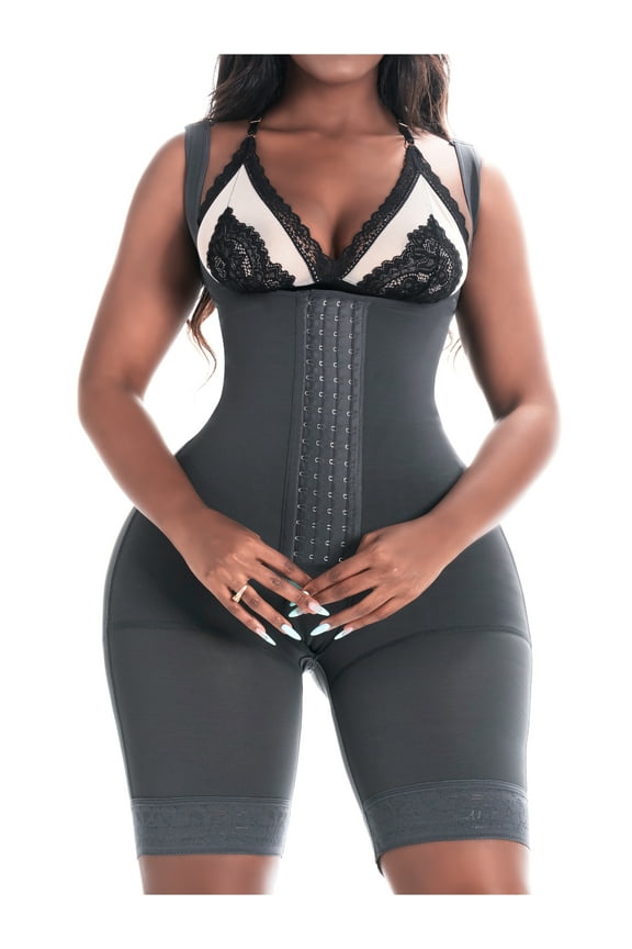 098BF Fajas Colombianas Knee Length Shaper Open Bust Tummy Control Shapewear for Curvy Wide Hips