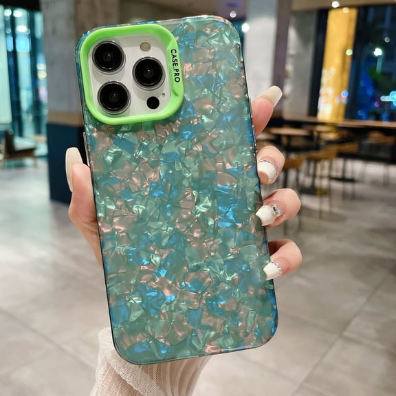 Bling Shell Phone Case for Apple iPhone 8 Plus/ iPhone 7 Plus, Glitter Gradient Design Luxury Chic Shockproof Slim Fit Protective Bumper Back Case Cover for Girls Women - Green