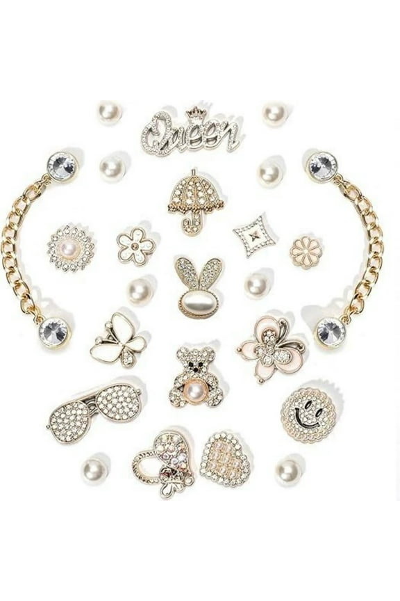 Bling Shoe Charms for Women, Sparkle Rhinestones Shoe Decoration Charms, Girly Shoe Chains for Clog Sandals, DIY Shoe Accessories for Party Favor
