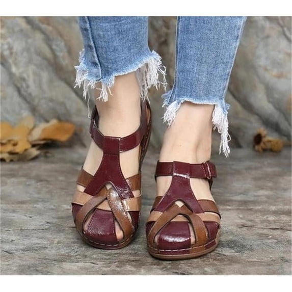 Bling Shoes A1005001679483608 2021 Women New Round Head Wedges Sandal