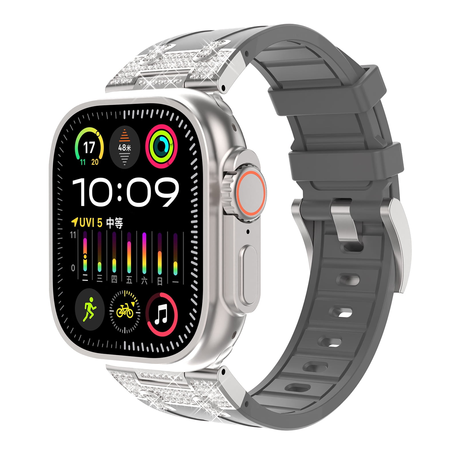 Bling Silicone Band for Apple Watch Band 41mm 40mm 39mm, Glitter