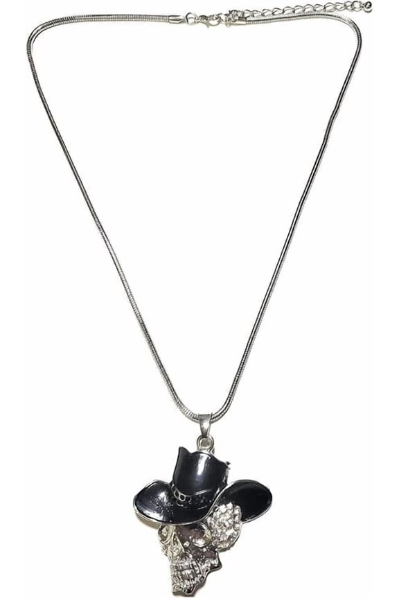 Bling Skull Necklace Rhinestone Skeleton Cowboy Hat Costume Party Halloween Jewelry