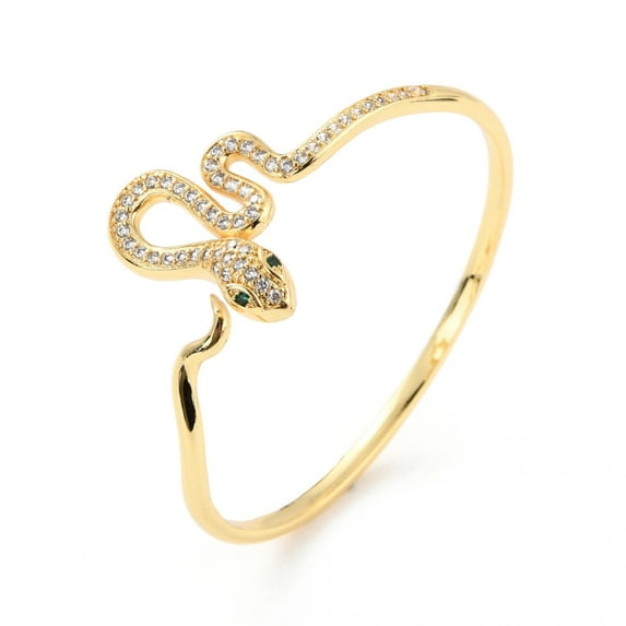 Bling Snake Cubic Zirconia Cuff Bangle Real 18K Gold Plated Brass ...