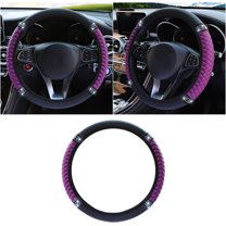 Bling Soft Leather Steering Wheel Cover, 15 Inch Colorful Rhinestones Auto Elastic Protector with Crystal Diamond for Women, Car Accessories for Most Cars, SUVs, Purple