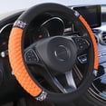 thumbnail image 1 of Bling Soft Leather Steering Wheel Cover 15 Inch with Sparkly Diamond Rhinestones for Women and Girls – Elastic Car Accessory for Most Cars (Orange), 1 of 8
