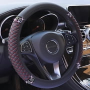 Bling Soft Leather Steering Wheel Cover 15 Inch with Sparkly Diamond Rhinestones for Women and Girls – Elastic Car Accessory for Most Cars (Red Line) deal from Walmart