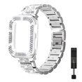 thumbnail image 1 of Pozyie for Apple Watch Band 42mm, Women's Rhinestone Stainless Steel Band with Sparkling Diamond Case, Compatible with iWatch SE Series, Silver, 1 of 5