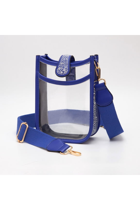 Bling Studded Faux Leather Transparent Mini Crossbody Bag