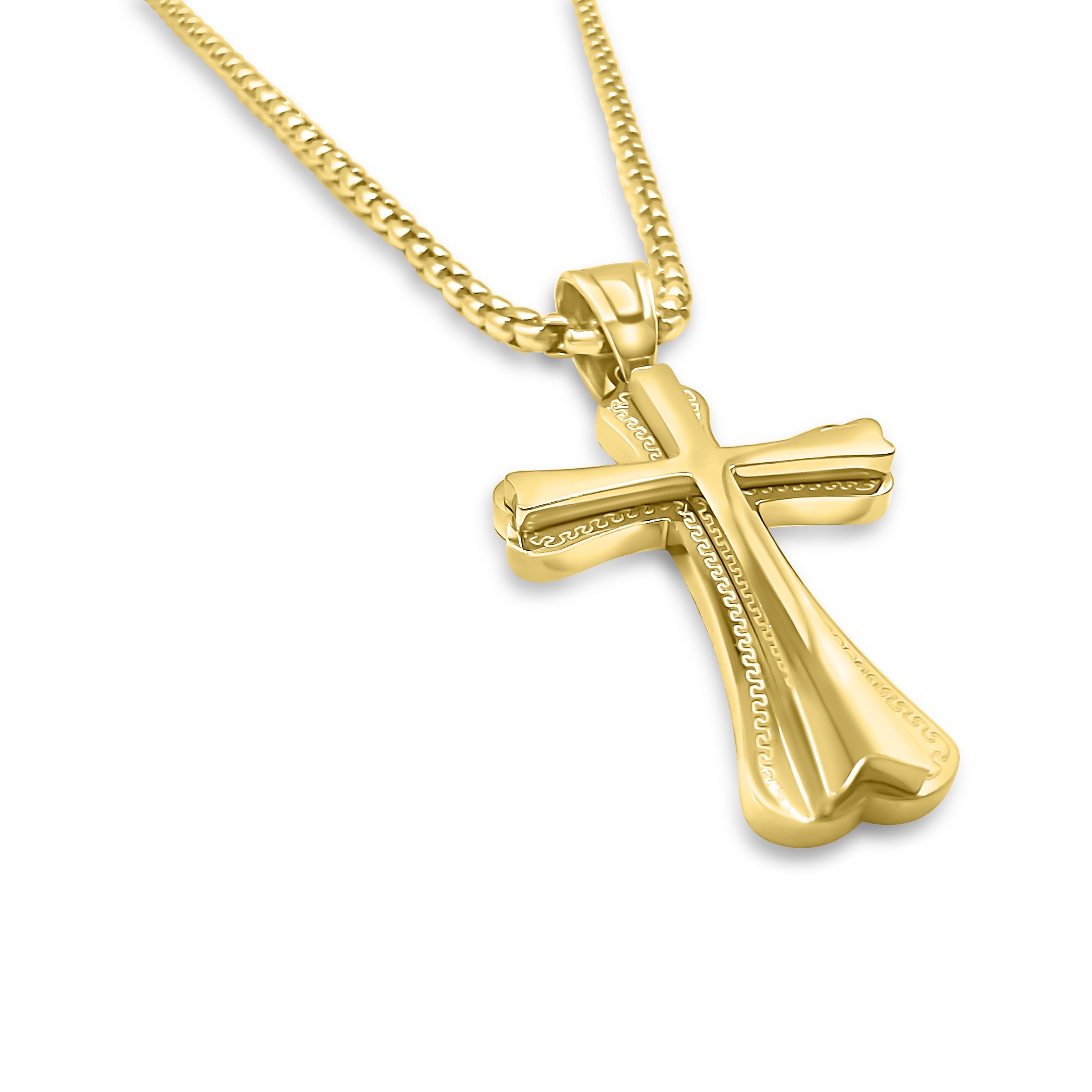 With Thick Chain Mens Cross Necklace Handmade In Sterling Silver