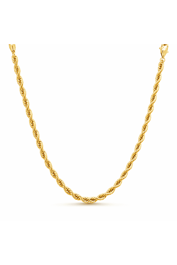 14K Gold Filled Rope Chain Necklace, Cadena de Oro 2.1mm Diamond Cut Gold Chain for Men and Women, 18 Inch