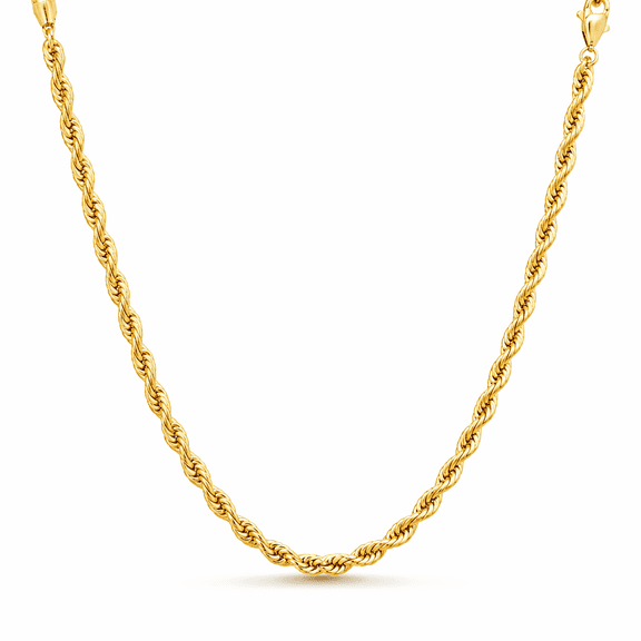 BLING TRAX 14K Gold Filled Rope Chain Necklace, Cadena de Oro 3.8mm Diamond Cut Gold Chain for Men and Women, 20 Inch