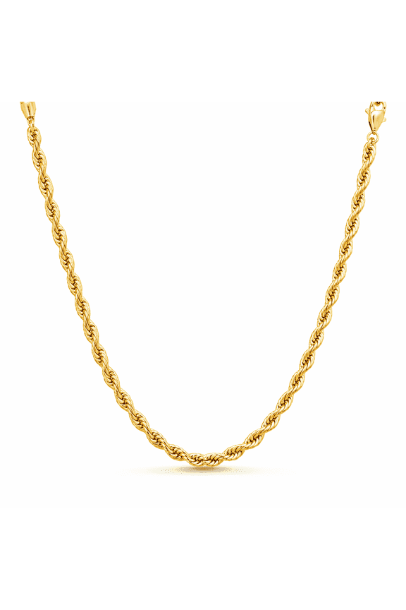 14K Gold Filled Rope Chain Necklace Cadena de Oro 2.1mm Diamond Cut Gold Chain for Men and Women, 18 Inch