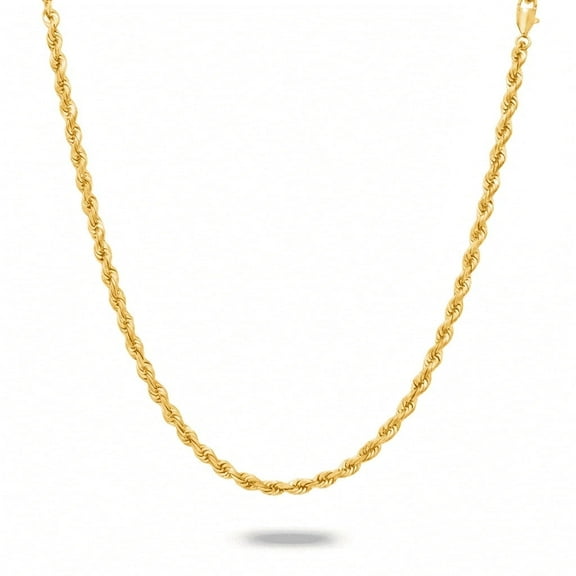 Bling Trax 14K Gold Filled Rope Chain Necklace – Diamond Cut Cadena de Oro – For Men & Women – 2.1mm, 2.7mm, 3.8mm