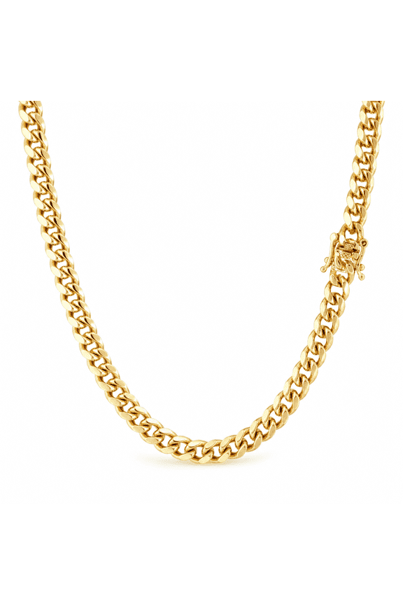 Gold plated Miami Cuban Curb Link Chain Necklace for Women and Men, 6mm, 30 inch