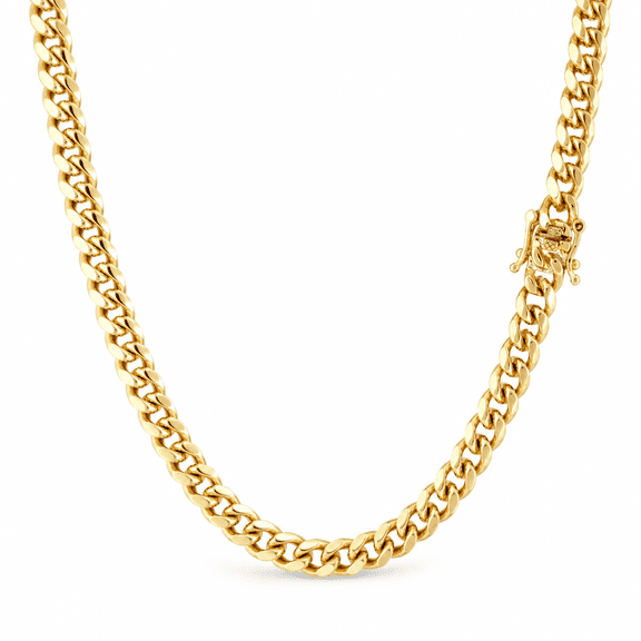 Bling Trax 14K Gold Plated Miami Cuban Link Necklace Chain – Hidden Lock, Men & Women Hip Hop Jewelry, Luxury Finish