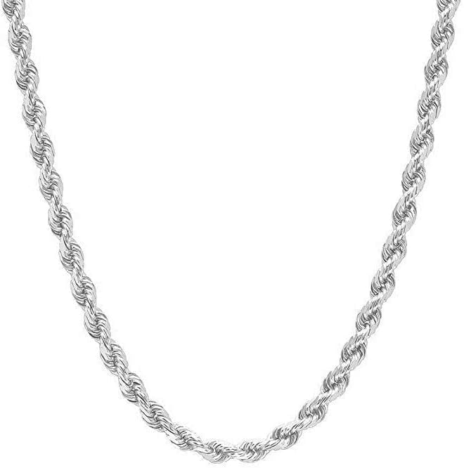SkyAuks 925 Sterling Silver Italian Rope Chain Necklace – Diamond