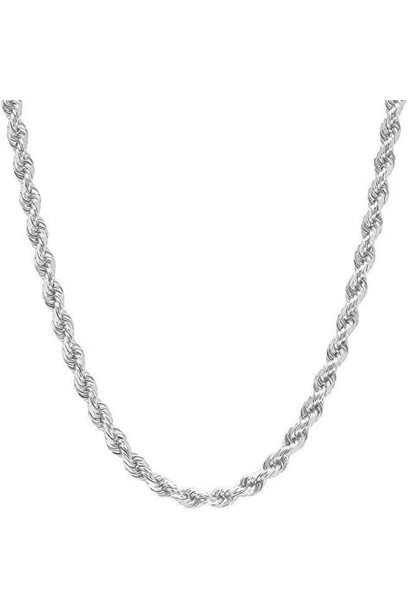 925 Sterling Silver Italian Rope Chain Necklace – Diamond-Cut Braided Twist Links, 2.1MM-3.8MM, 18"-24" for Men & Women