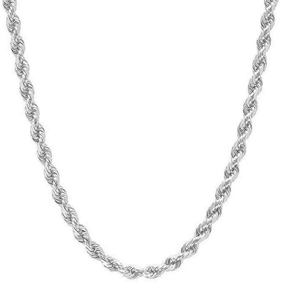 Bling Trax 925 Sterling Silver Italian Rope Chain Necklace – Diamond-Cut Braided Twist Links, 2.1MM-3.8MM, 18"-24" for Men & Women