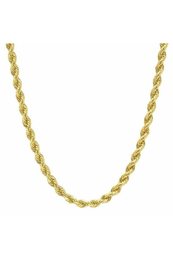 14K Gold Filled Cadena de Oro Rope Chain Necklace, Men & Women, Gold Rope Chain for Men 2.1mm/2.7mm/3.8mm