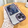 thumbnail image 1 of Bling Wallet for iPhone 13 Pro Max Case Plating, Glitter Gradient Card Holder Camera Protection Luxury Cover + 1* Screen Protector, Card Slot Case Elegant Phone Case -Purple, 1 of 12