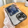 thumbnail image 1 of Bling Wallet for iPhone 14 Pro Max Case Plating, Glitter Gradient Card Holder Camera Protection Luxury Cover + 1* Screen Protector, Card Slot Case Elegant Phone Case -Black, 1 of 10