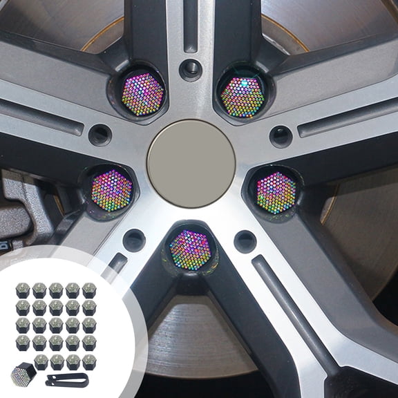 Bling Wheel Nut Caps, Rust Proof Hub Covers, Scratch Resistant Fastener Sleeves, Diamond Decorative Accessories, Anti Corrosion Protectors, Custom Mod Parts for Auto Wheel Exterior Upgrades