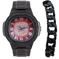 thumbnail image 1 of Bling-ed Out Cuban Bracelet with Oblong Iced Look Hip Hop Watch - 8475BC Cuban (ST10235SD Red Bottoms), 1 of 6