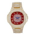 thumbnail image 1 of Bling-ed Out Oblong Metal Mens Color on Blast Watch - 8475Color (ST10235SDR# Gold Blood Red), 1 of 3