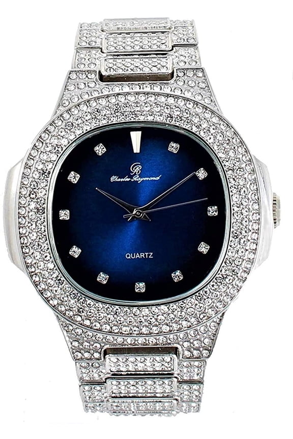 Bling-ed Out Oblong Metal Mens Color on Blast Watch - ST10235DX