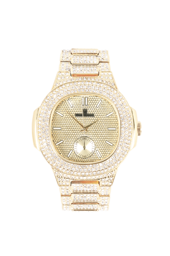 Bling-ed Out Oblong Metal Mens Color on Blast Watch - ST10235DX