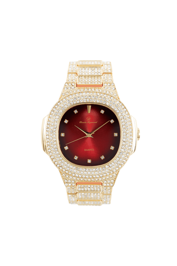 Bling-ed Out Oblong Metal Mens Color on Blast Watch - ST10235DX