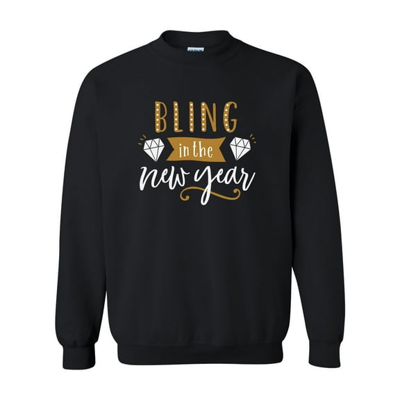 Bling in the New Year Unisex Adult Crewneck Sweatshirt-Black-small