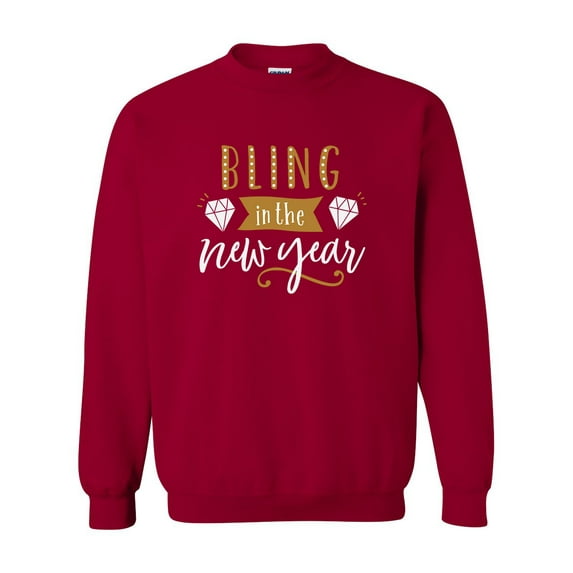 Bling in the New Year Unisex Adult Crewneck Sweatshirt-Cardinal Red-large