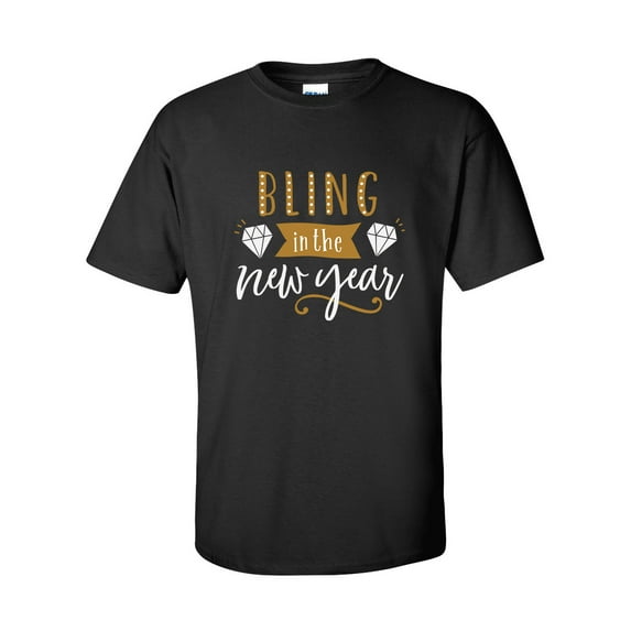 Bling in the New Year Unisex Adult Short Sleeve T-shirt-Black-small
