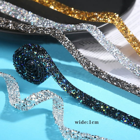 Bling 𝐂rystal Rhinestone Ribbon, DIY Self-Adhesive Rhinestone Sticker ...