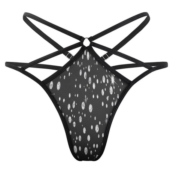 Bling with Diamond Open Type Women's Panties Crotch Opening G-strings Thongs Lingeries Underwear