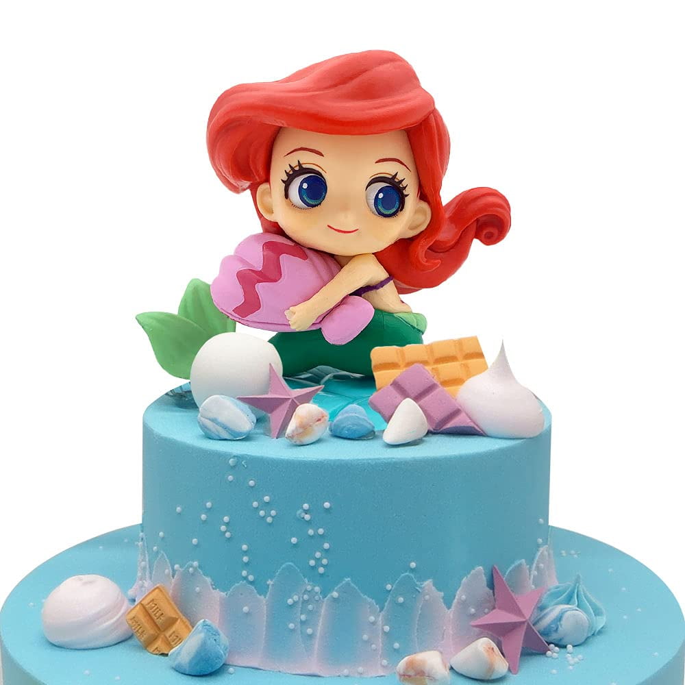BlingABC Mermaid Cake FEV6Topper with Little Mermaid Doll, Seashells & Figurines for Ariel Cake Decoration & Under the Sea Theme Parties