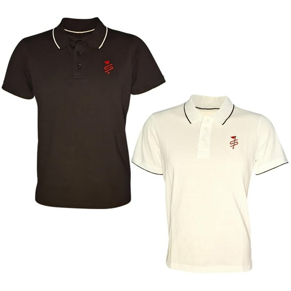 BlingShot Men's Polo Shirt - Cotton Polo Shirts for Men with Short-Sleeves - Machine Washable Polos for Men (2 Pack)- Black-White- M