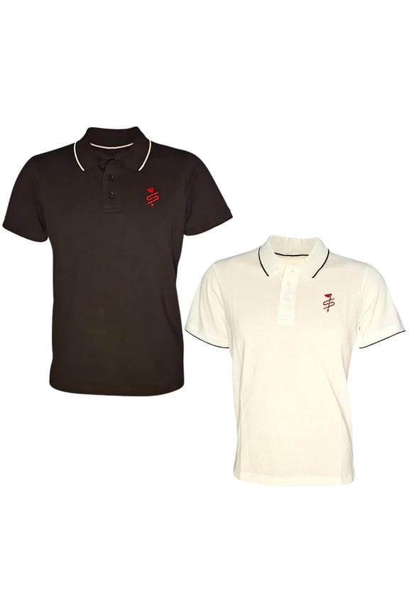 BlingShot Men's Polo Shirt - Cotton Polo Shirts for Men with Short-Sleeves - Machine Washable Polos for Men (2 Pack)- Black-White- XL