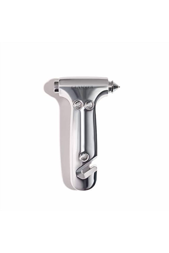 Glammer Safety Hammer - Emergency Automotive Escape Hammer Tool, Seat Belt Cutter & Car Window Break Tool - Silver, 1 Count