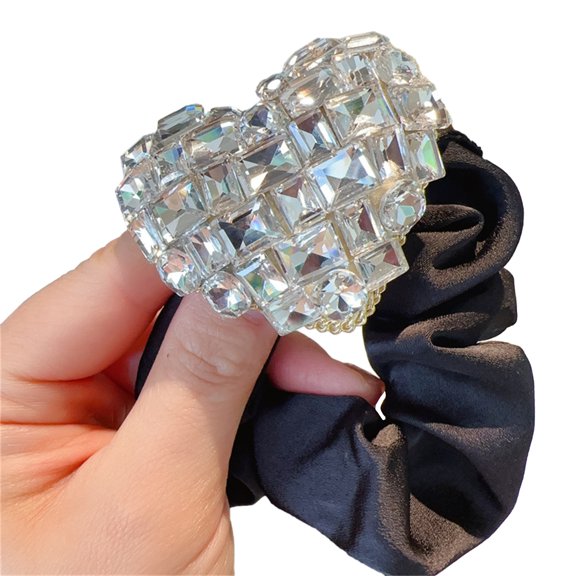 Blingbling Heart Hair Tie Princess at Large Hair Bands Cute Ponytail Holder Glittering Heart Hair Tie Glistening Heart