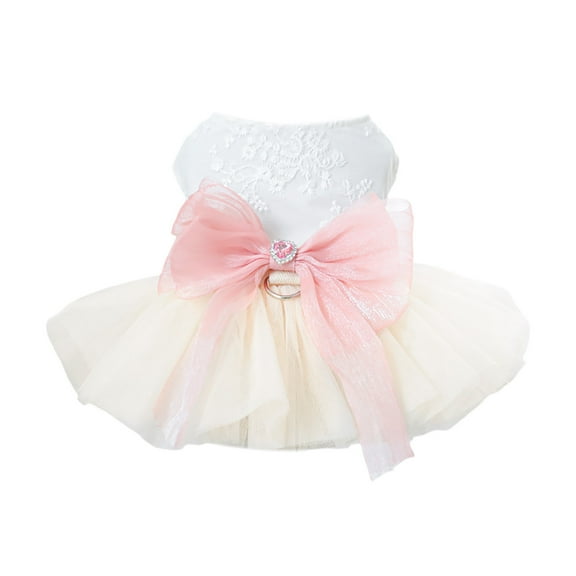 Blingbling Lace Tutu Dress - Cute Puppy Outfit, Lace Accents, For Festive Celebrations, Adjustable for Growing Puppies